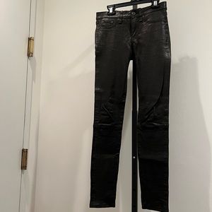 Rag & Bone Black Leather Skinny Pants, Sz 26